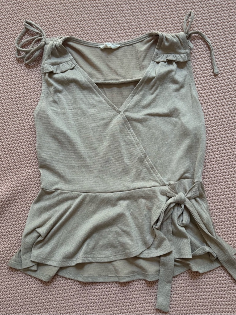 meraki Taupe Tie-Waist Peplum Camisole